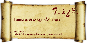 Tomasovszky Áron névjegykártya